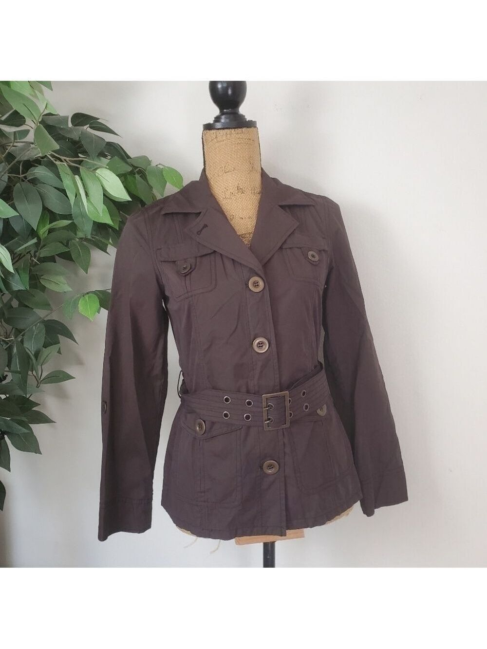 Chico's Brown Trench Coat Jacket Size S